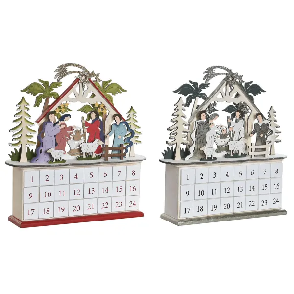 Рождественский календарь DKD Home Decor Деревянный 34 x 8,5 x 36,5 cm (2 штук)