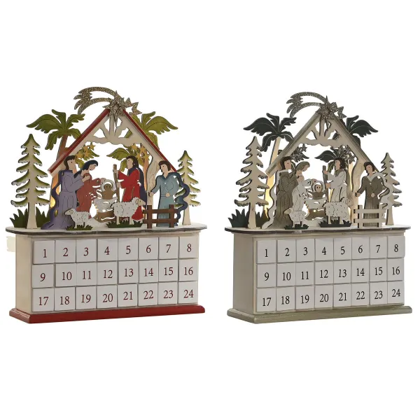 Рождественский календарь DKD Home Decor Деревянный 34 x 8,5 x 36,5 cm (2 штук)