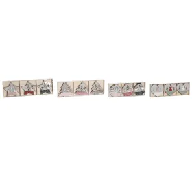 Подвесной декор DKD Home Decor Красный Розовый Деревянный 23 x 1,5 x 9 cm (6 Предметы) (4 штук)