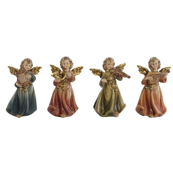 Joulukuusenpallo DKD Home Decor Monivärinen Enkeli 6 x 3,9 x 9,8 cm (4 osaa)