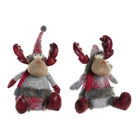 Новогоднее украшение DKD Home Decor Красный Серый Северный олень 27 x 19 x 32 cm (2 штук)