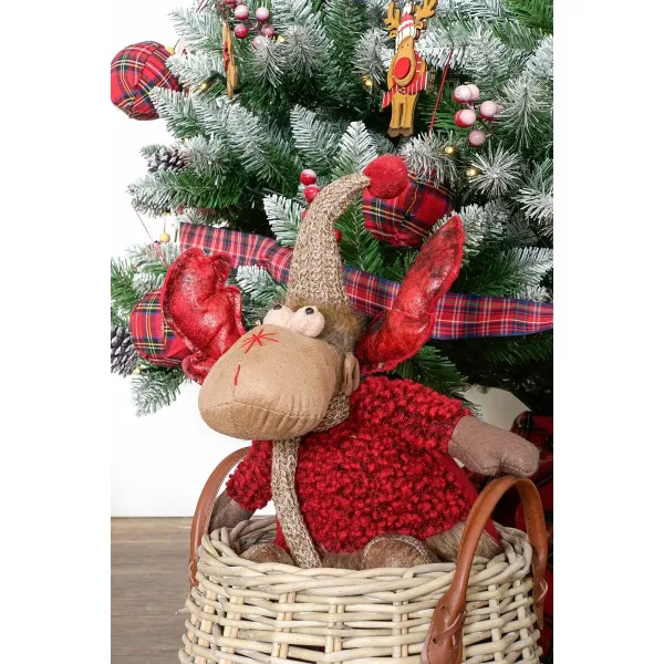 Ziemassvētku Nieciņš DKD Home Decor Sarkans Pelēks Ziemeļbrieži 27 x 19 x 32 cm (2 gb.)
