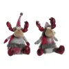 Ziemassvētku Nieciņš DKD Home Decor Sarkans Pelēks Ziemeļbrieži 27 x 19 x 32 cm (2 gb.)