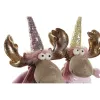 Новогоднее украшение DKD Home Decor Коричневый Розовый Позолоченный Северный олень 27 x 16 x 42 cm (2 штук)
