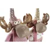 Ziemassvētku Nieciņš DKD Home Decor Balts Rozā Bronza Ziemeļbrieži 20 x 19 x 50 cm (2 gb.)