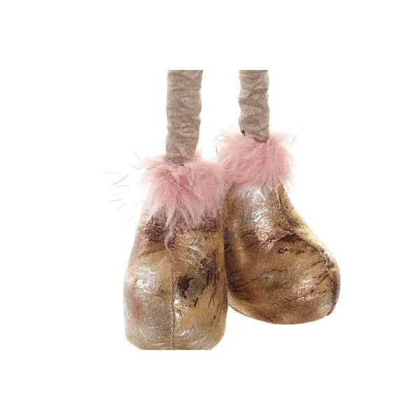Ziemassvētku Nieciņš DKD Home Decor Balts Rozā Bronza Ziemeļbrieži 15 x 17 x 50 cm (2 gb.)