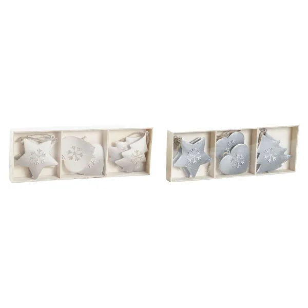 Подвесной декор DKD Home Decor Белый Серый Металл 7 x 2 x 7 cm (6 Предметы) (2 штук)