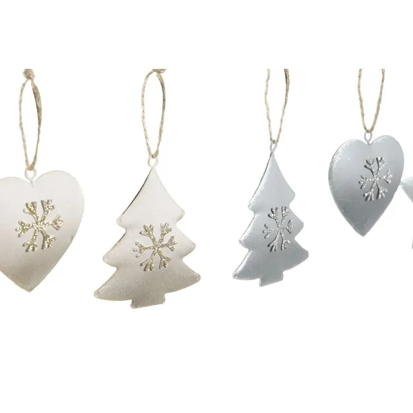 Подвесной декор DKD Home Decor Белый Серый Металл 7 x 2 x 7 cm (6 Предметы) (2 штук)