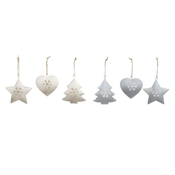 Подвесной декор DKD Home Decor Белый Серый Металл 7 x 2 x 7 cm (6 Предметы) (2 штук)