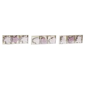 Подвесной декор DKD Home Decor Розовый Светло Pозовый Деревянный 6,5 x 1 x 6,5 cm (9 Предметы) (3 штук)