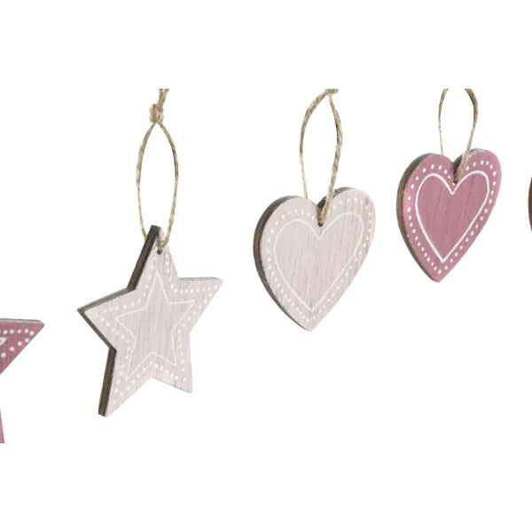 Riippuva koriste DKD Home Decor Pinkki Vaaleanpunainen Puu 6,5 x 1 x 6,5 cm (9 Kappaletta) (3 osaa)