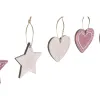 Kabantis dekoras DKD Home Decor Rožinė Šviesiai rožinis Medžio 6,5 x 1 x 6,5 cm (9 Dalys) (3 vnt.)