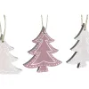 Kabantis dekoras DKD Home Decor Rožinė Šviesiai rožinis Medžio 6,5 x 1 x 6,5 cm (9 Dalys) (3 vnt.)