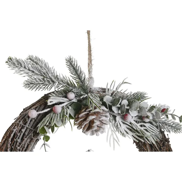 Ziemassvētku vainags DKD Home Decor Dabisks pīts Ananāss Sniegputenis 32 x 7 x 32 cm (2 gb.)