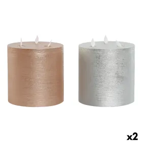 LED Kynttilä DKD Home Decor Kullattu Hopeinen 15 x 15 x 15 cm (AA) (2 osaa)