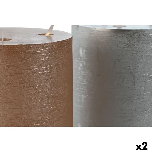 LED Žvakė DKD Home Decor Auksinis Sidabras 15 x 15 x 20 cm (AA) (2 vnt.)
