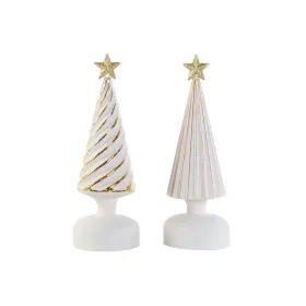 Новогоднее украшение DKD Home Decor Белый Позолоченный 9 x 9 x 25 cm (2 штук)