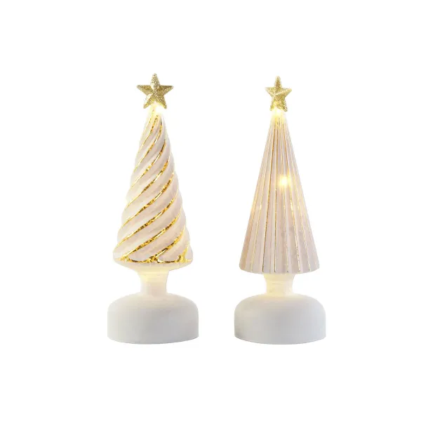 Новогоднее украшение DKD Home Decor Белый Позолоченный 9 x 9 x 25 cm (2 штук)