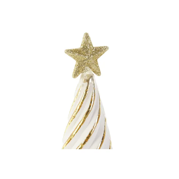 Новогоднее украшение DKD Home Decor Белый Позолоченный 9 x 9 x 25 cm (2 штук)