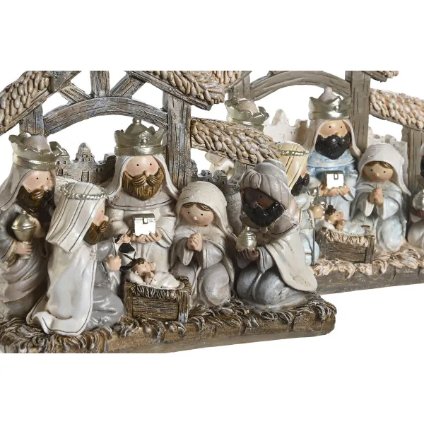 Ziemassvētku Laika Komplekts DKD Home Decor Zils Balts Brūns Sveķi 20 x 7 x 17,5 cm (2 gb.)