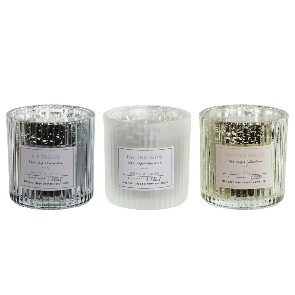 Вуаль DKD Home Decor Белый Позолоченный Серебристый 8,8 x 8,8 x 9 cm (3 штук)