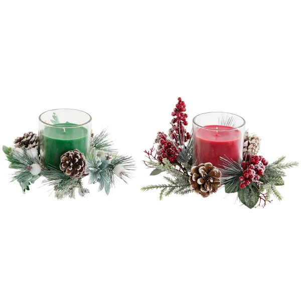 Вуаль DKD Home Decor Красный Зеленый 20 x 20 x 9 cm 8 x 8 x 9 cm (2 штук)