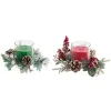 Svece DKD Home Decor Sarkans Zaļš 20 x 20 x 9 cm 8 x 8 x 9 cm (2 gb.)