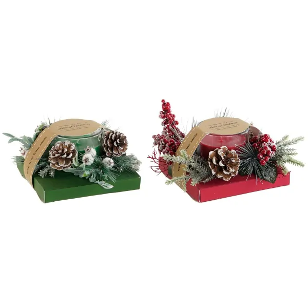 Вуаль DKD Home Decor Красный Зеленый 20 x 20 x 9 cm 8 x 8 x 9 cm (2 штук)