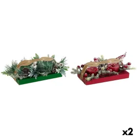 Kynttilä DKD Home Decor Punainen Vihreä 5,5 x 5,5 x 6,5 cm (2 osaa)