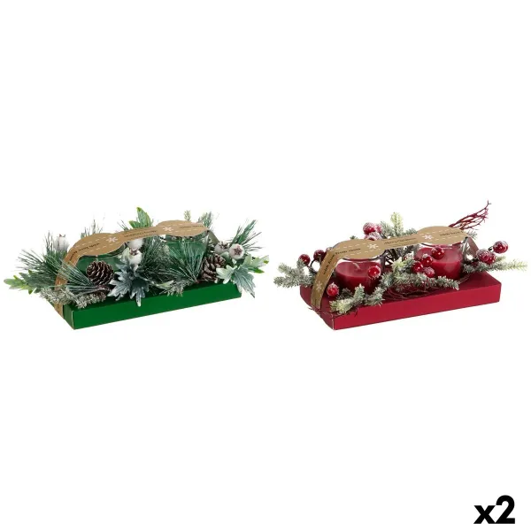 Вуаль DKD Home Decor Красный Зеленый 5,5 x 5,5 x 6,5 cm (2 штук)