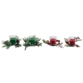 Kynttilä DKD Home Decor Punainen Vihreä 5,5 x 5,5 x 6,5 cm (2 osaa)