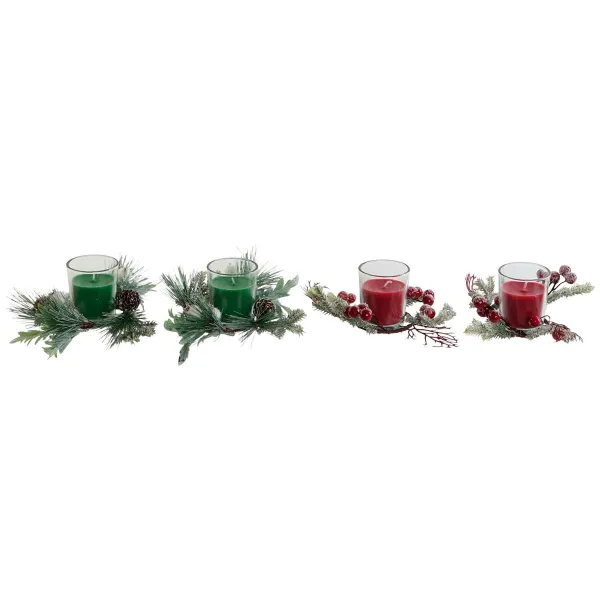 Вуаль DKD Home Decor Красный Зеленый 5,5 x 5,5 x 6,5 cm (2 штук)