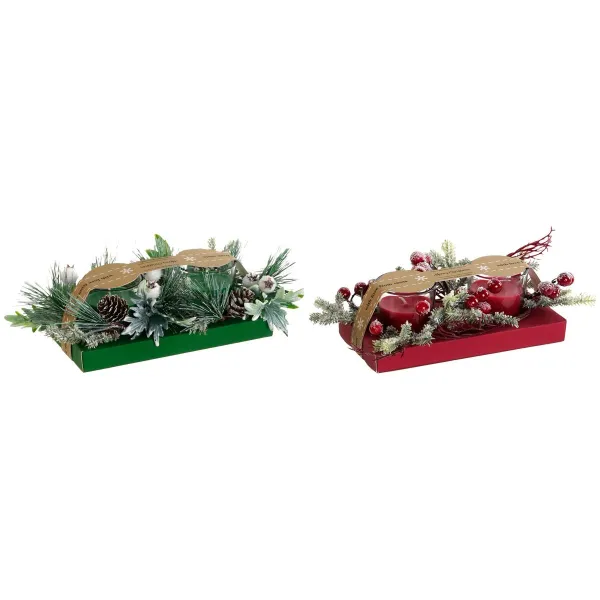 Вуаль DKD Home Decor Красный Зеленый 5,5 x 5,5 x 6,5 cm (2 штук)