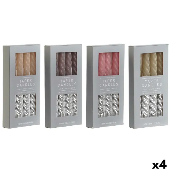 Žvakių rinkinys DKD Home Decor Dvispalviais 2 x 2 x 18,5 cm 4 Dalys (4 vnt.)