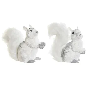 Новогоднее украшение DKD Home Decor Белый Белка 22 x 11 x 22 cm (2 штук)