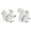 Joulukuusenpallo DKD Home Decor Valkoinen Orava 22 x 11 x 22 cm (2 osaa)