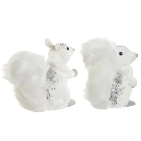 Новогоднее украшение DKD Home Decor Белый Белка 22 x 11 x 22 cm (2 штук)