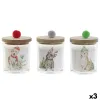 Candle DKD Home Decor Multicolour Pompoms Christmas 8 x 8 x 9 cm 8 x 8 x 11 cm (3 Units) (2 Units)