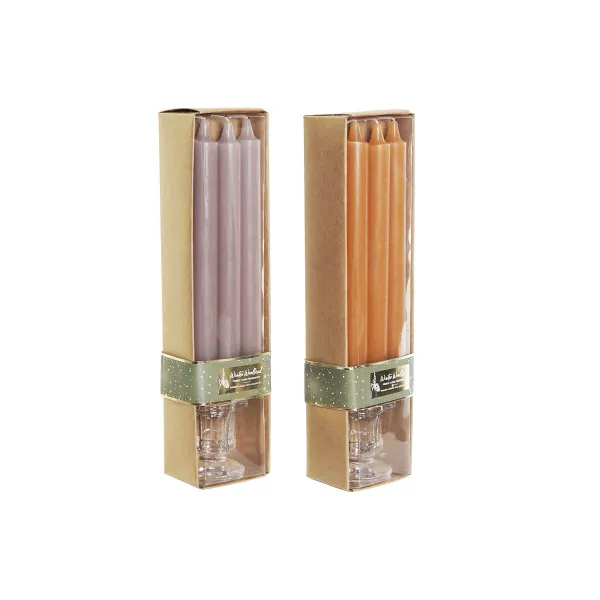 Candle Set DKD Home Decor Grey Orange 2 x 2 x 20 cm 4 Pieces (2 Units)