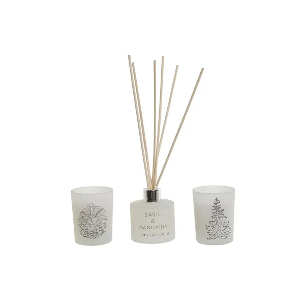 Žvakių rinkinys DKD Home Decor Balta Kalėdos 5 x 5 x 6 cm