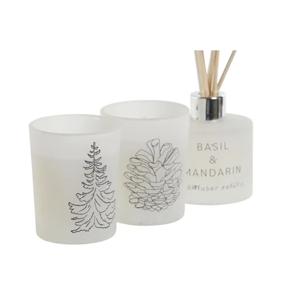 Candle Set DKD Home Decor White Christmas 5 x 5 x 6 cm