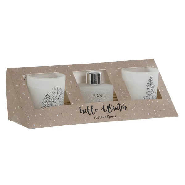 Sveču Komplekts DKD Home Decor Balts Ziemassvētki 5 x 5 x 6 cm