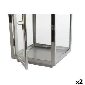 Žibintas DKD Home Decor Auksinis Sidabras Aliuminis Stiklas 14 x 14 x 35 cm (2 vnt.)