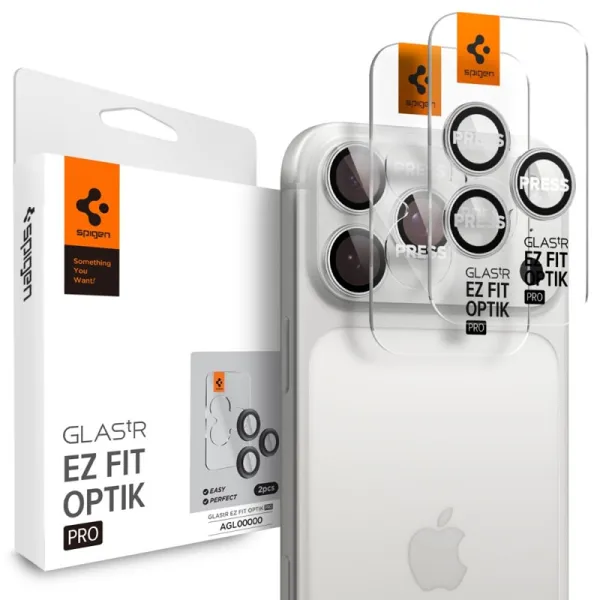 Spigen Optik Pro GLAS.TR EZ Fit Camera Protector 2-Pack - Glass Lens Protector for iPhone 16 Pro / 16 Pro Max / 17 Pro / 17 Pro 