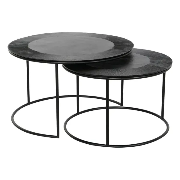 2 tabulu komplekts DKD Home Decor Melns Metāls Alumīnijs 76 x 76 x 44 cm