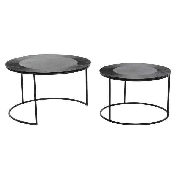 Set of 2 tables DKD Home Decor Musta Metalli Alumiini 76 x 76 x 44 cm