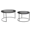 Set of 2 tables DKD Home Decor Musta Metalli Alumiini 76 x 76 x 44 cm