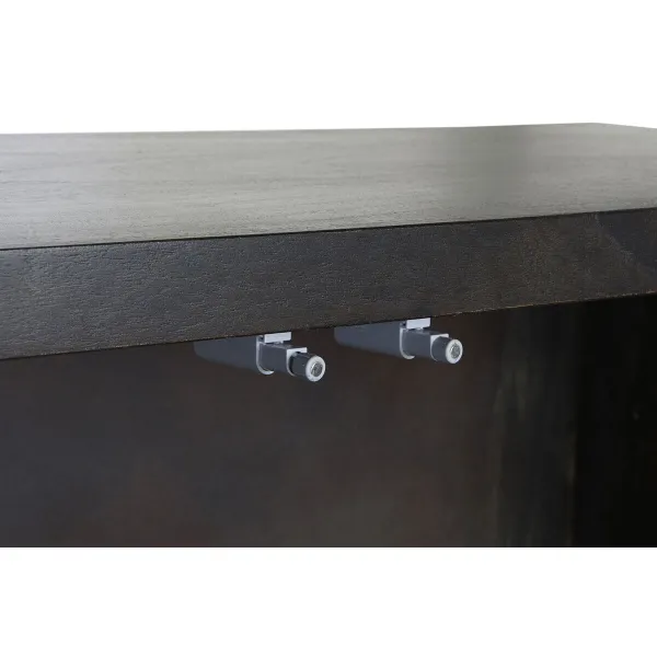 Sideboard DKD Home Decor Black Golden Dark brown Metal Acacia 160 x 40 x 90 cm
