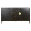 Sideboard DKD Home Decor Black Golden Dark brown Metal Acacia 160 x 40 x 90 cm