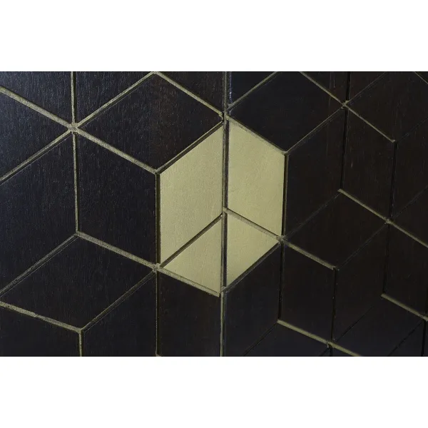 Sideboard DKD Home Decor Black Golden Dark brown Metal Acacia 160 x 40 x 90 cm